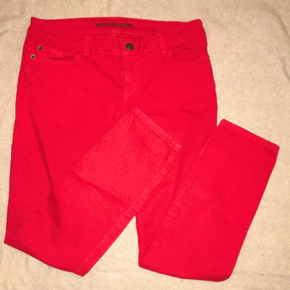 Michael Kors red skinny jeans, size 4P. Gently used